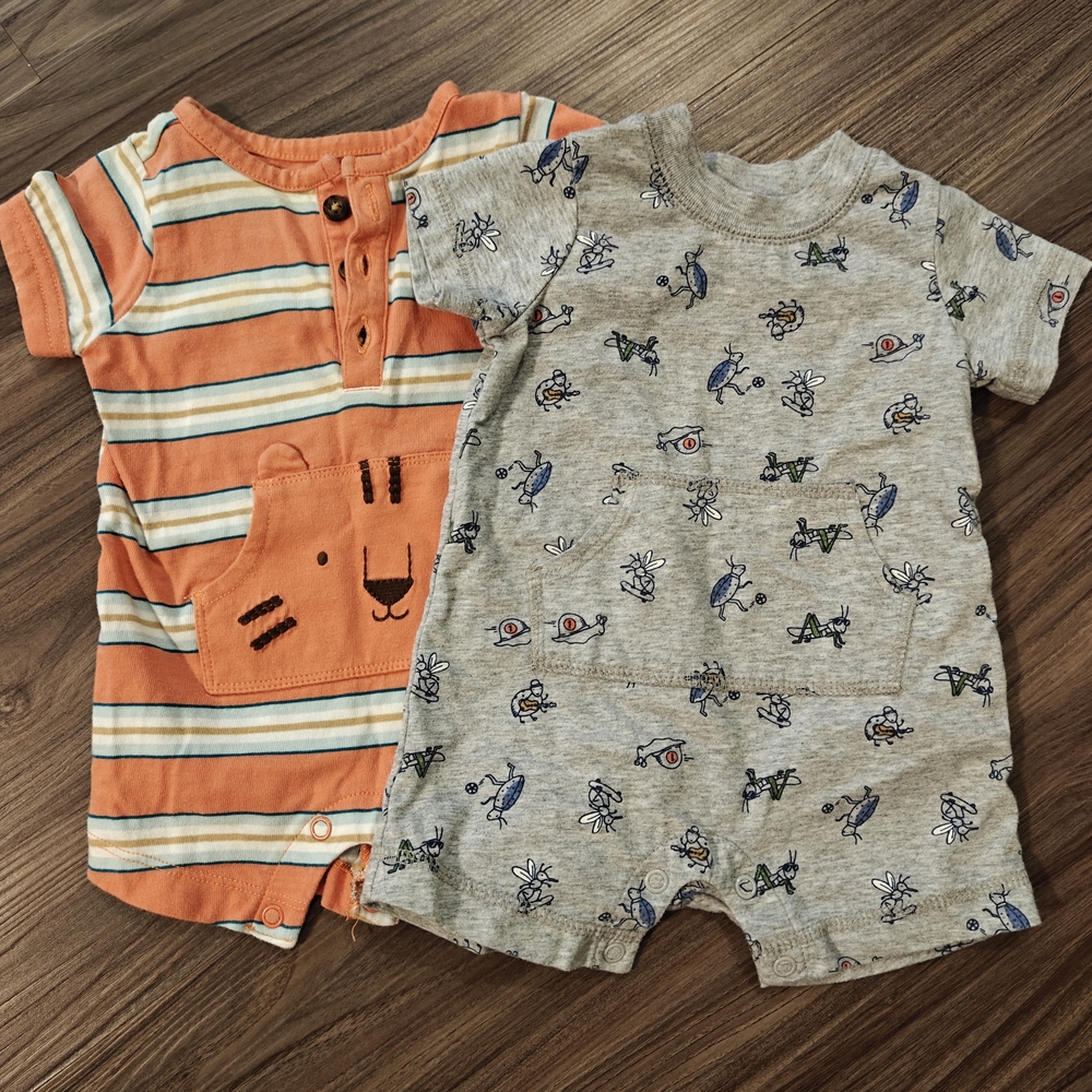 Orange and Gray Baby Rompers